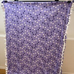 Purple & White DragonFly Double-Sided Fleece Throw Blanket #24 (50in W X 66in L)